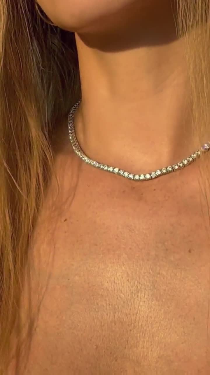 3mm CZ Tennis Necklace Sterling Silver | Minimalist Iced Sparkle