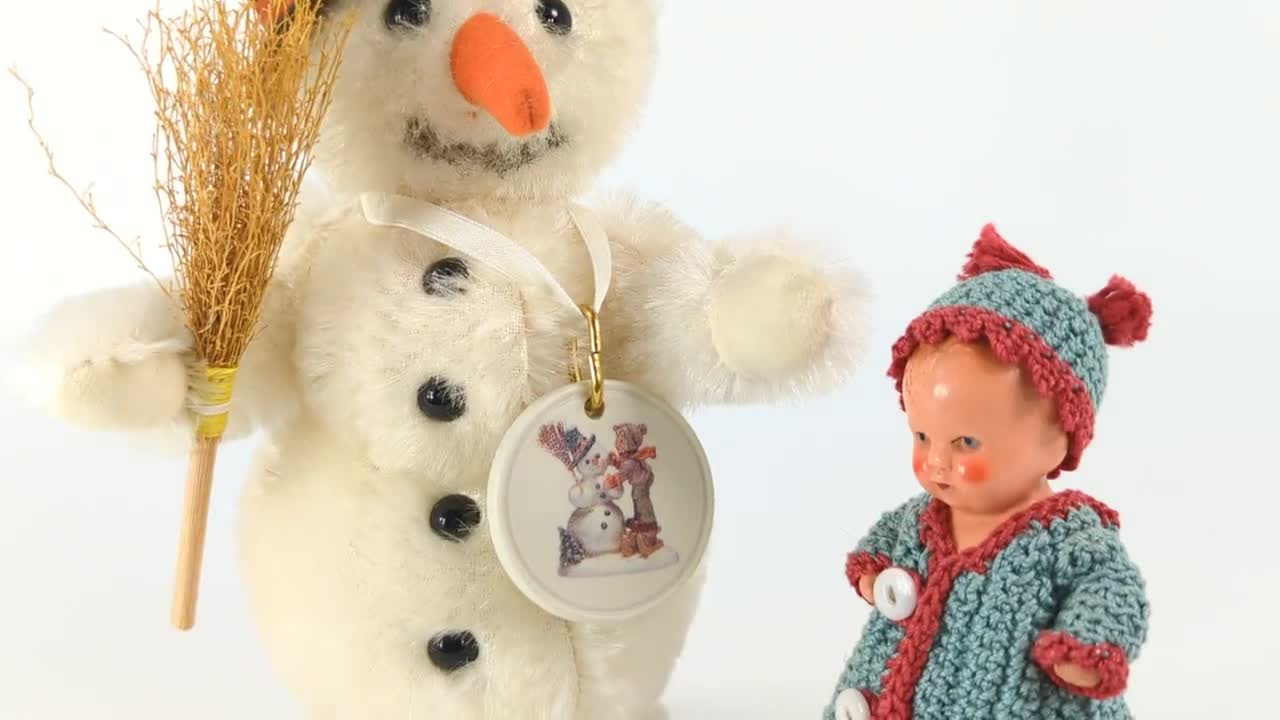 Steiff Snowman With All Ids Porcelain Badge Produced 1999 Only for