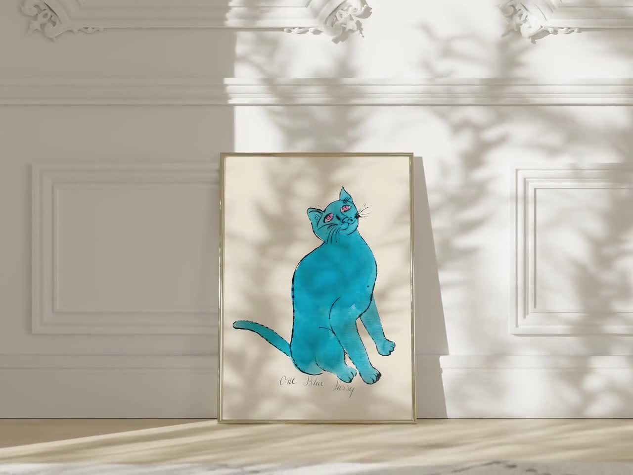 アンディ・ウォーホルの青い猫のポップアートポスター、アンディ