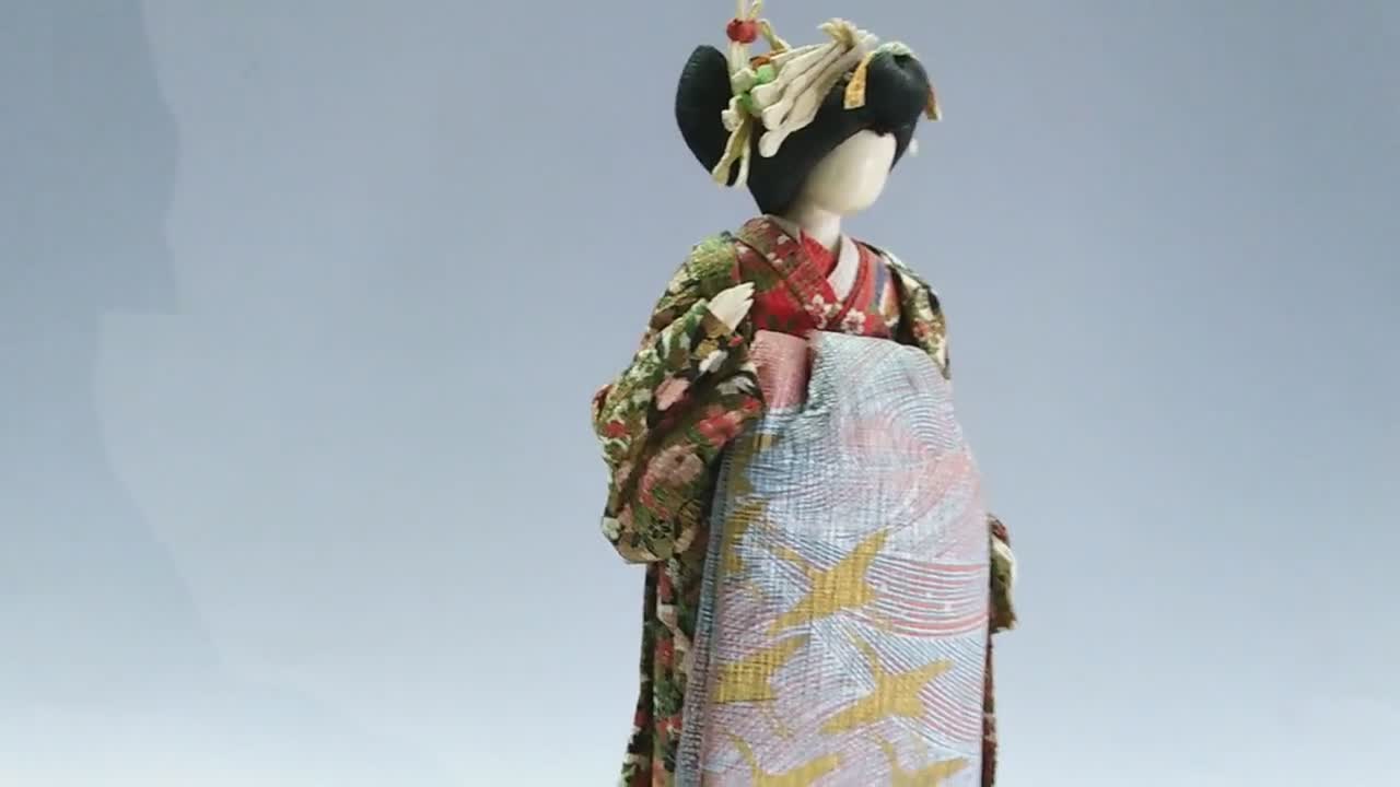 希少!!和紙アート、和紙人形の芸術、和紙人形、芸者人形、冬用着物