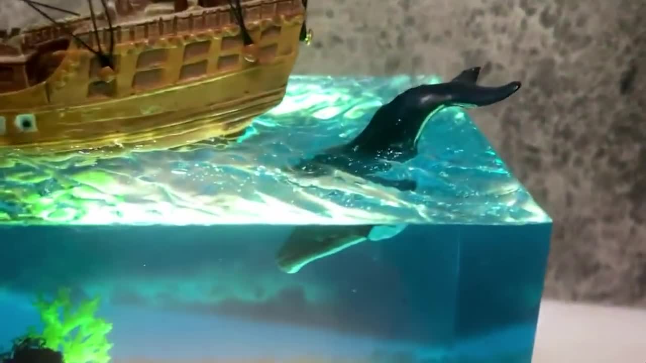レジンアートナイトライト：手作りの海のジオラマデスクデコレーション