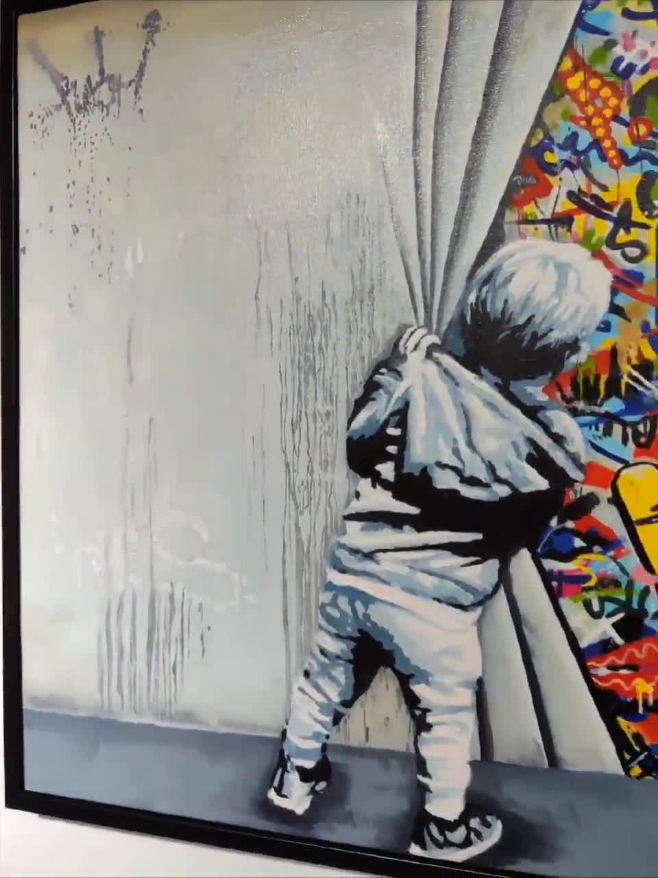 Hand Painted Banksy Graffiti Art: Pop Art Oil Painting - Etsy
