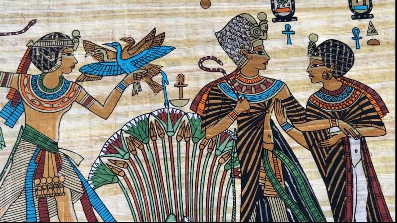 ツタンカーメン王とアンケセナーメン王妃のパピルス画 - エジプトの