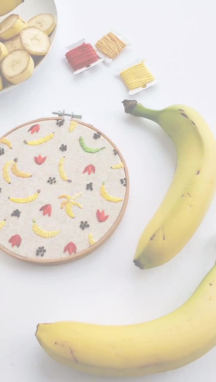 バナナのライフサイクルプリント - PDFデジタルダウンロード刺繍