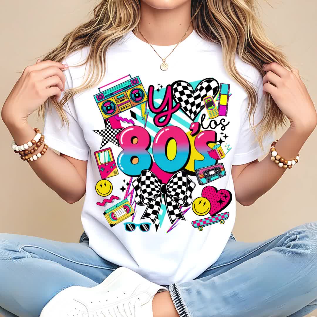 Yo Amo Los 80's PNG | Retro 80s Sublimation Graphic | Neon 1980s