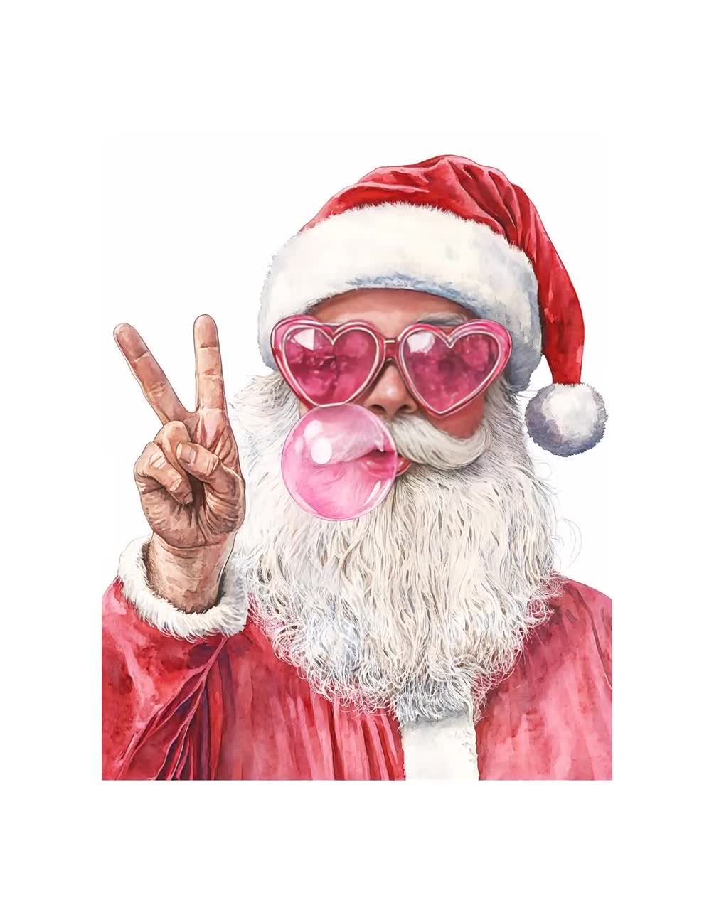 Christmas Santa Claus Bubble Gum Printable House Wall Art Poster