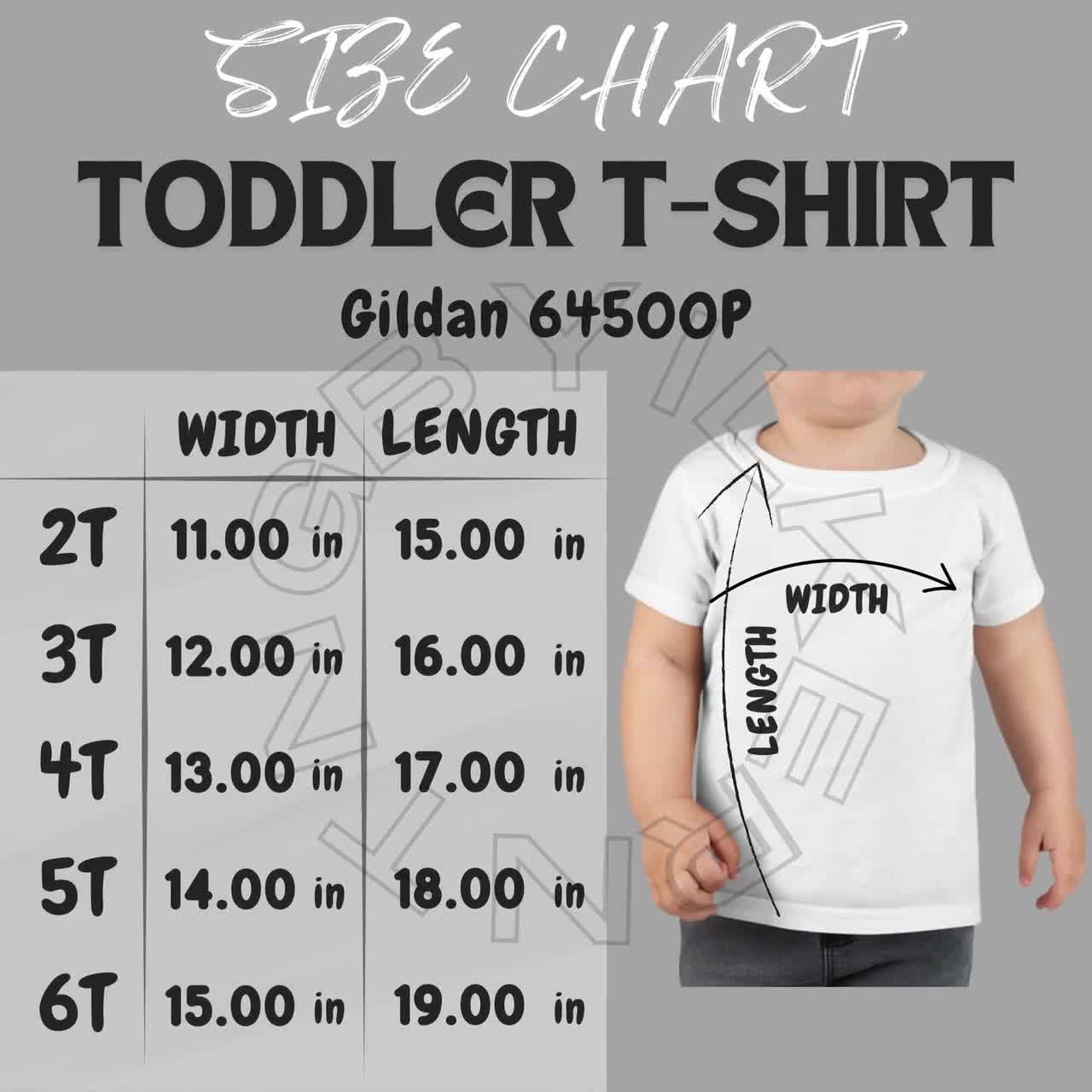 Toddler T-shirt Size Chart I Gildan 64500P Size Chart | Size Chart