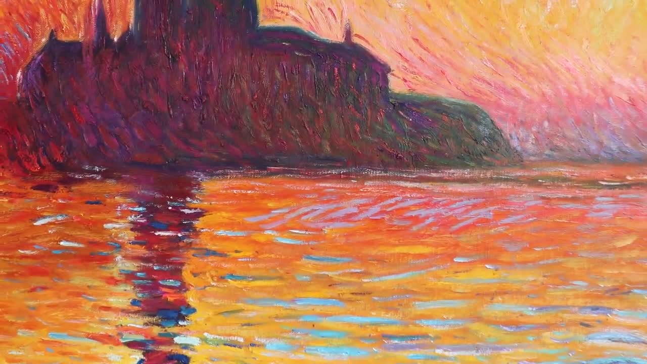 夕暮れのサン・ジョルジョ・マッジョーレ - クロード・モネの手描き