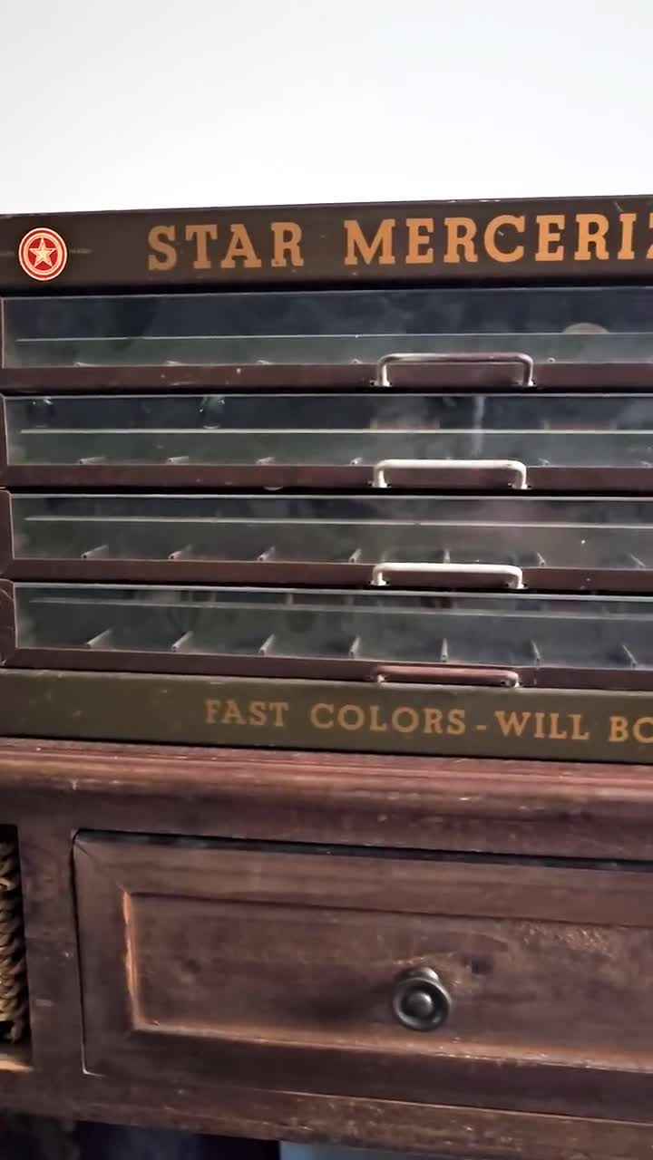 Vintage Star Mercerized Metal Four Drawer Thread Spool Display