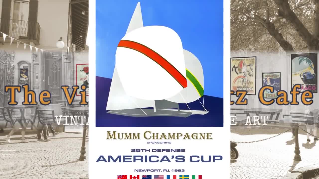 Vintage America's Cup 1983 Newport RI Poster Print, Yacht Racing