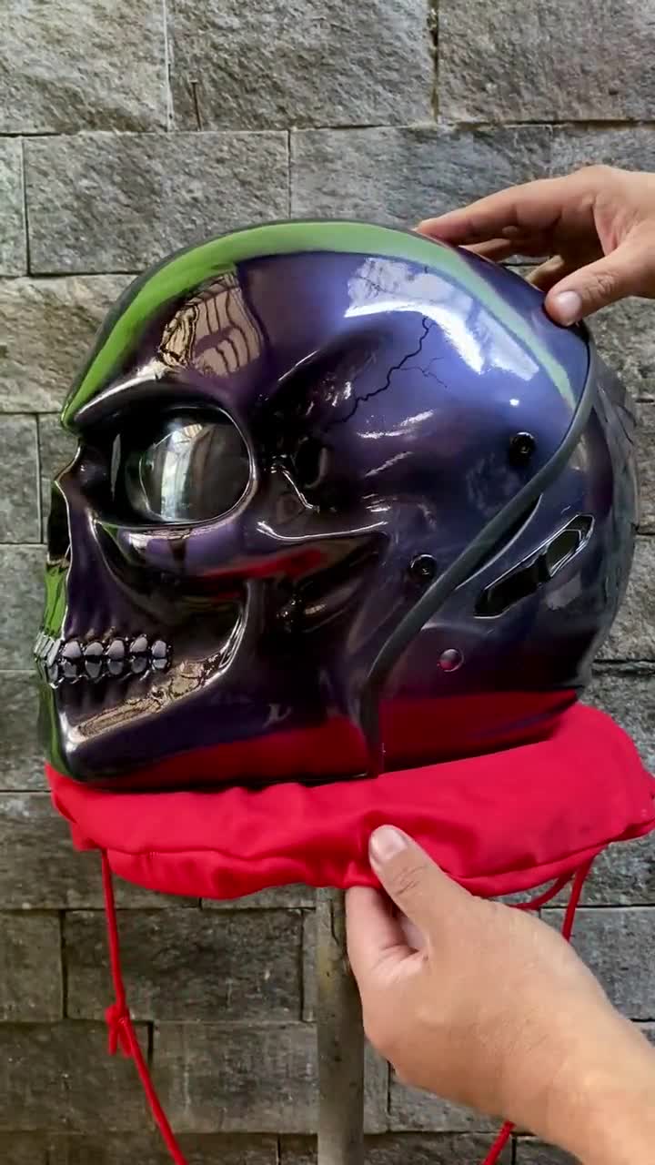 Black Candy Tone Skull Motorcycle Helmet, DOT/ECE Approved - Etsy