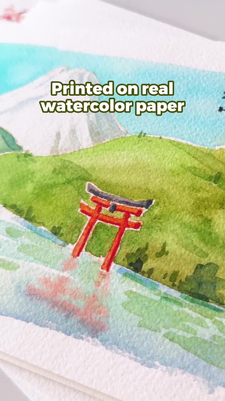 入荷待ち：日本の水彩画ジクレーアートプリント - 箱根から見た富士山