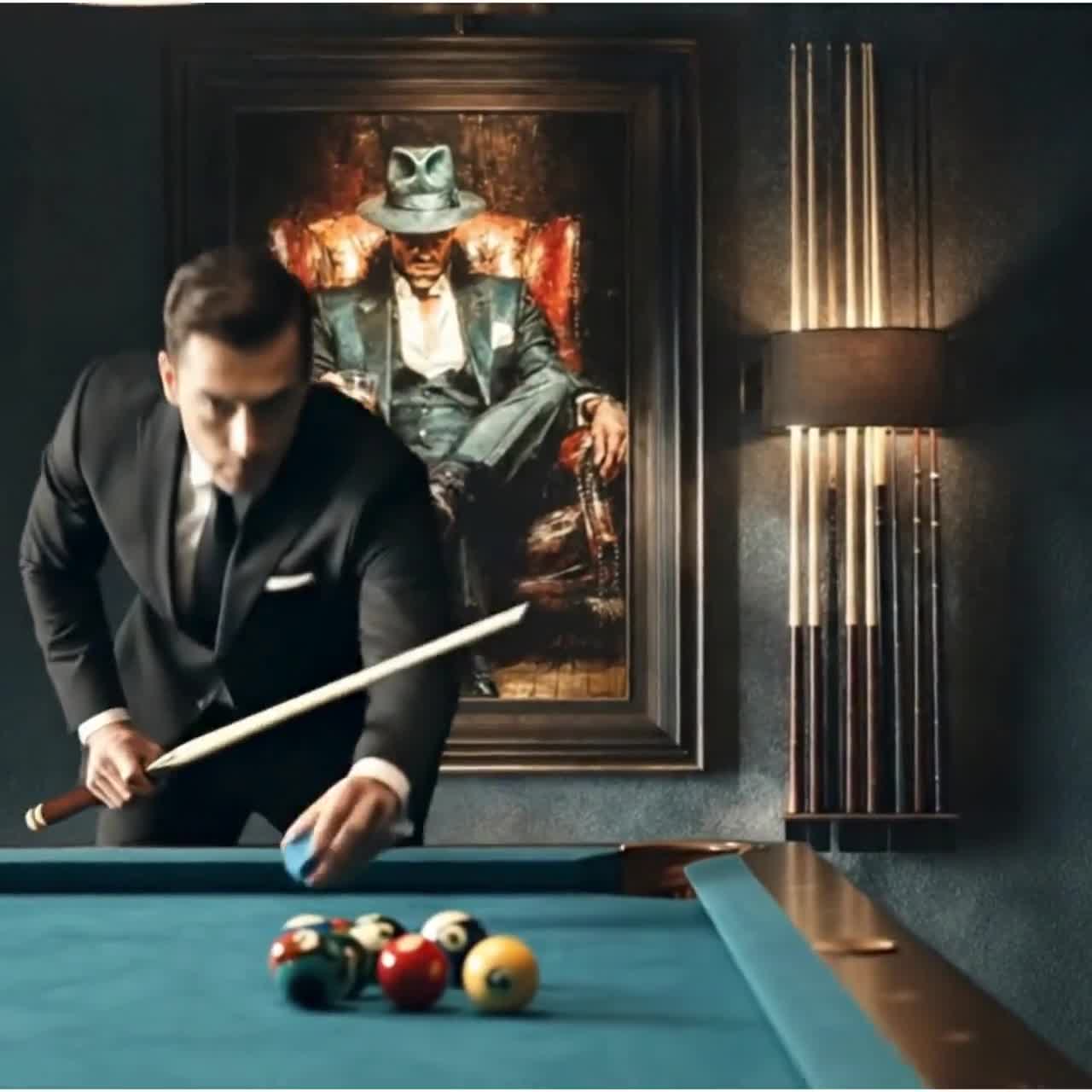 Mafia Boss Wall Art Print, Man in Suit and Fedora With Whiskey