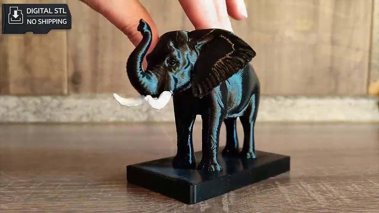 African Elephant STL – Single-color Wild Animal Statue | Highly