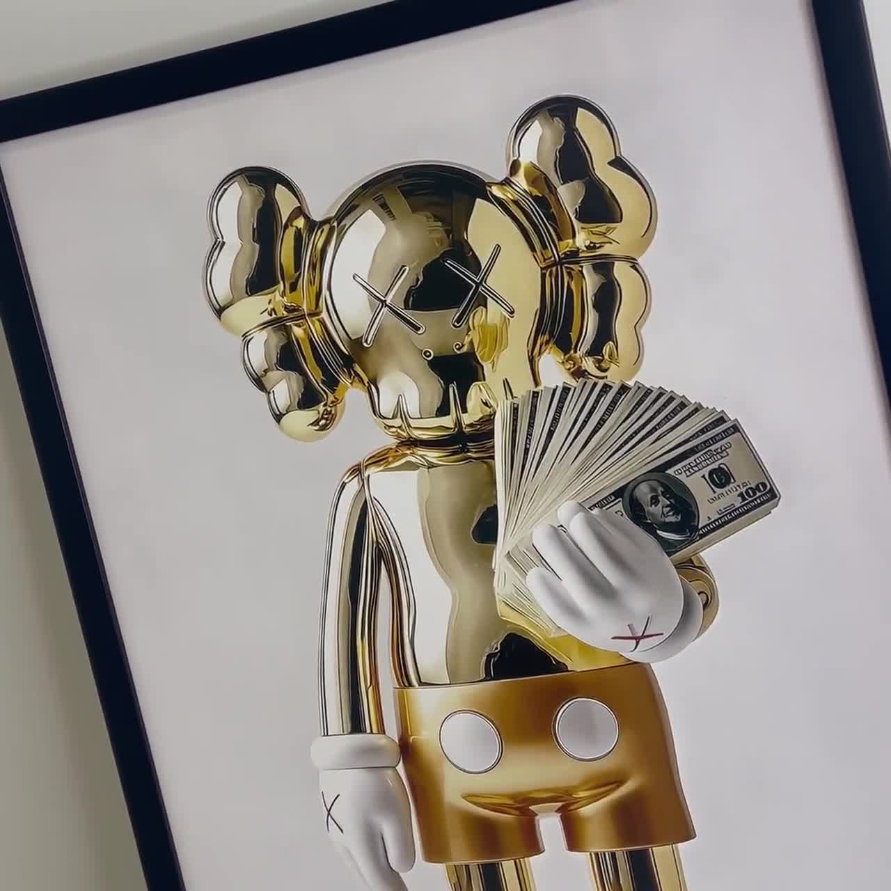 Painting Kaws Gold With Dollars KAWS Hypebeast Kaws Figure,kaws