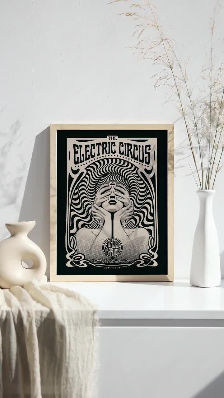 The Electric Circus Psychedelic Rock Art Print, Psychedelic Art