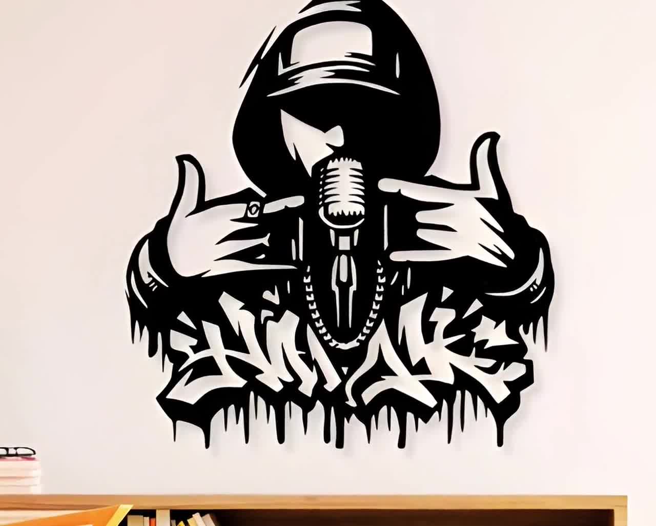 Rap Singer Wall Art, Hip Hop Vector Cut File (SVG, DXF, PNG) - Etsy