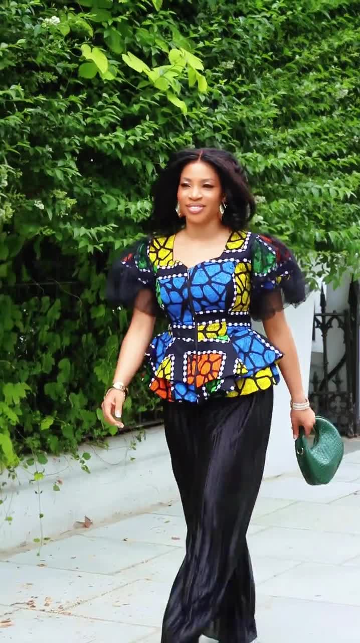 Seyi Ankara Peplum Top - African Print Blouse, Women's Stylish