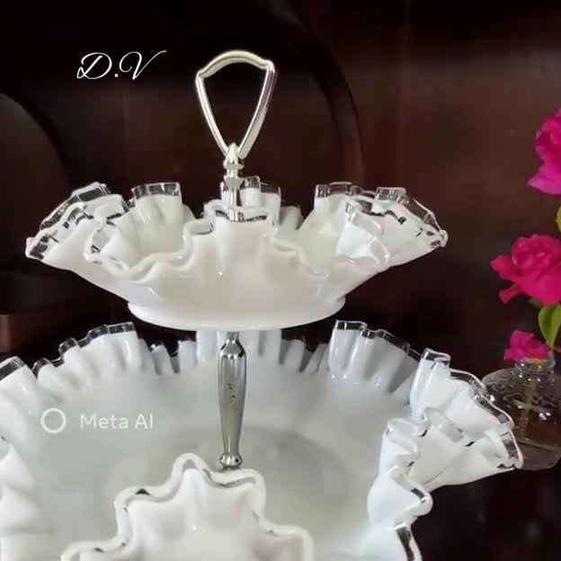 Vintage Fenton Silver Crest- 2 Tier Ruffled Serving Dishes - Etsy