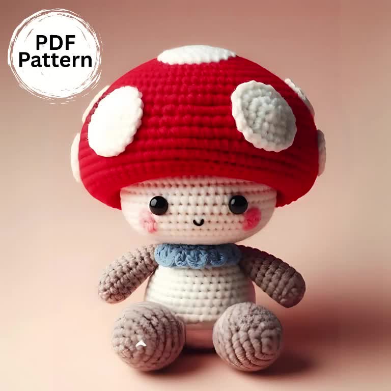 きのこ人形 編みぐるみ 編み図 PDF、DIY 編み物おもちゃ、簡単 編み