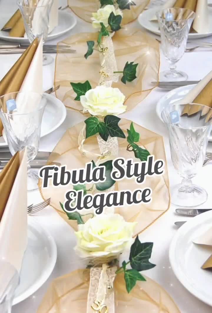 Komplette Tischdekoration Set in 2 Größen zur Auswahl in creme gold Goldene Hochzeit 50. Geburtstag romantisch Rosen