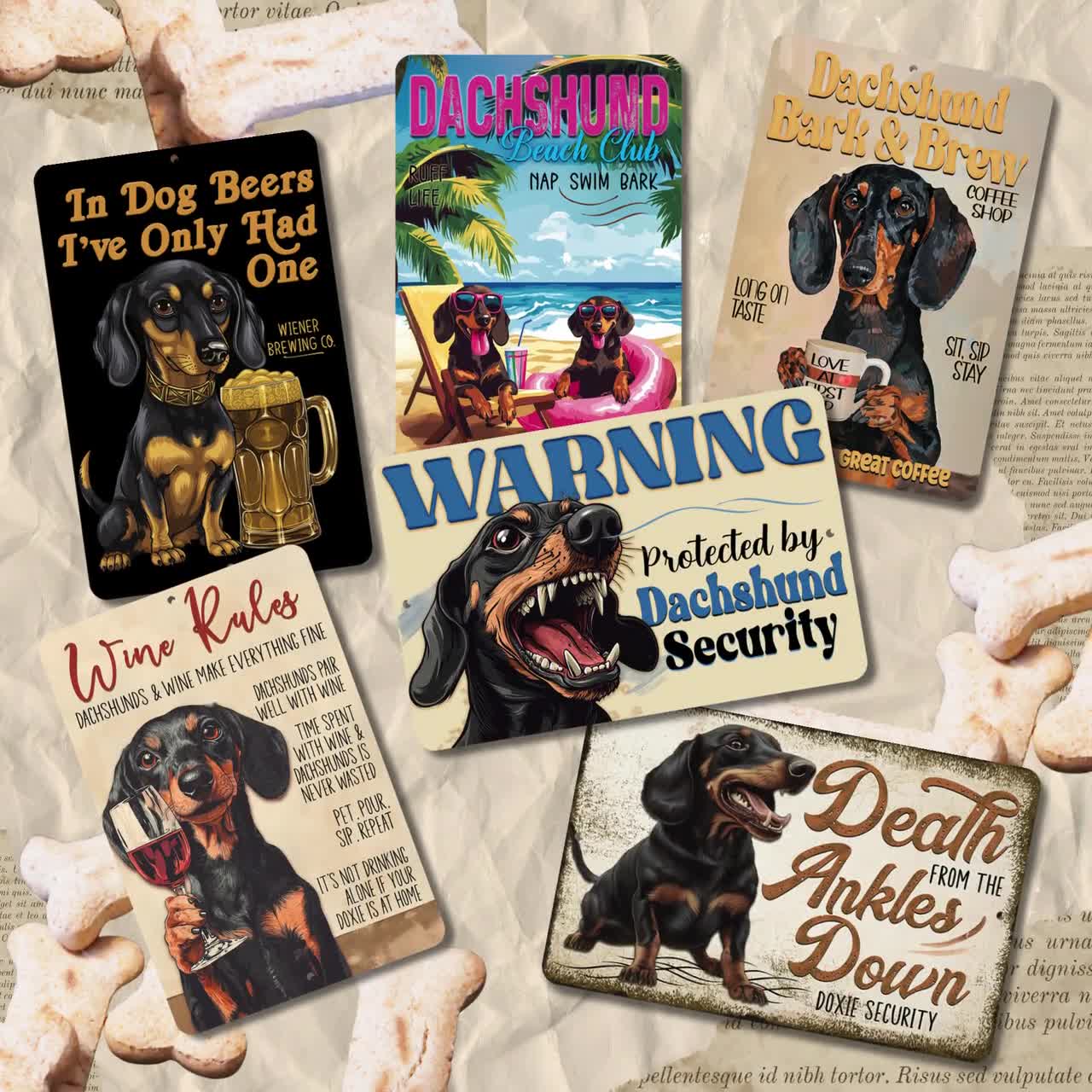 Dachshund No Soliciting Sign, Funny Metal Tin Outdoor Security