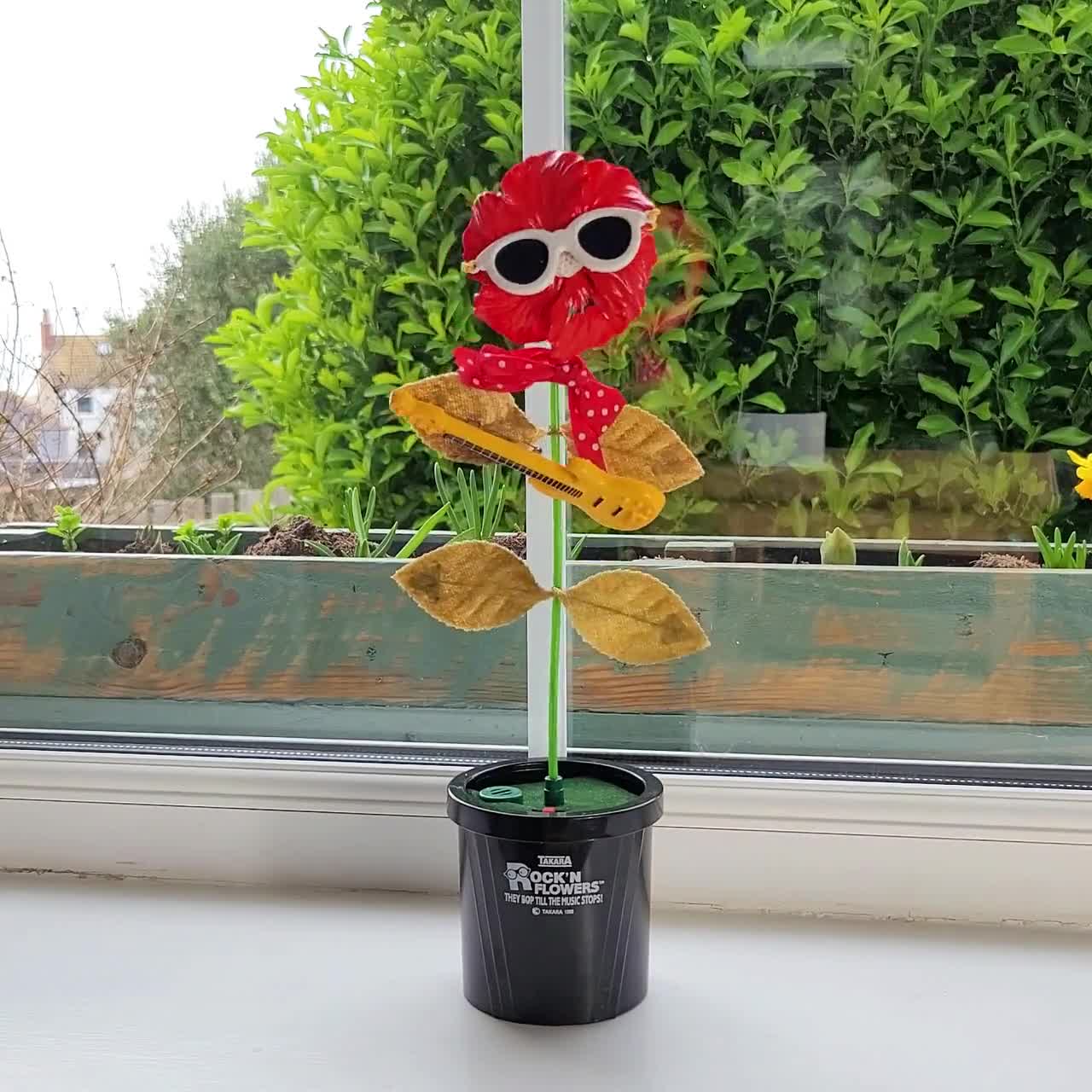 Vintage Dancing Funky Interactive Flower Toy Hibiscus Plant With