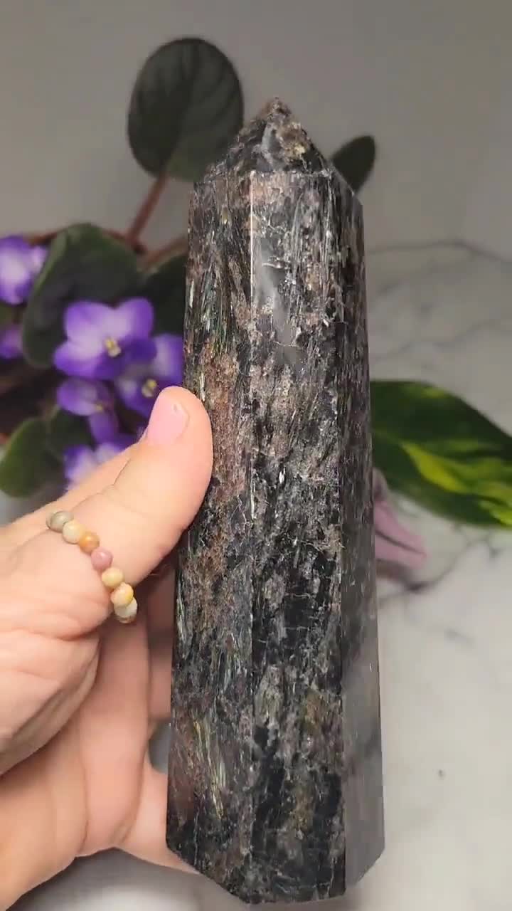 Astrophyllite and Garnet Crystal Tower: 7