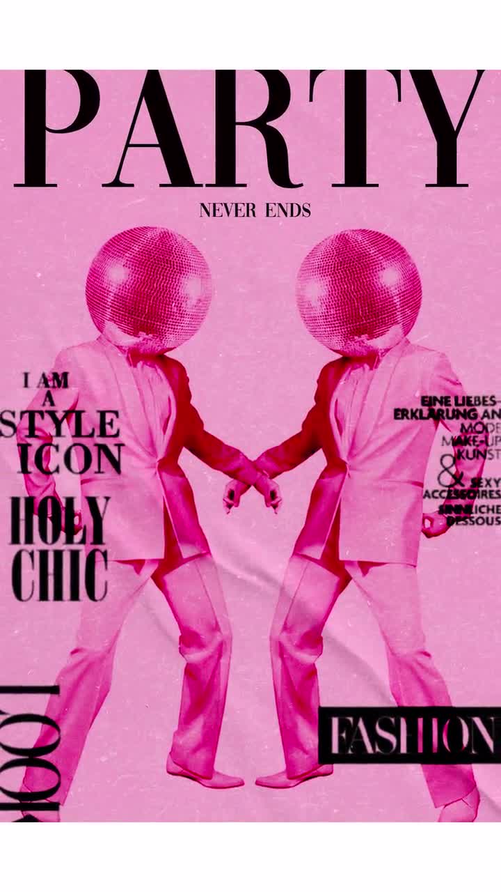 Pink Disco Ball Poster, 70s Fashion Magazine Wall Art, Retro Party