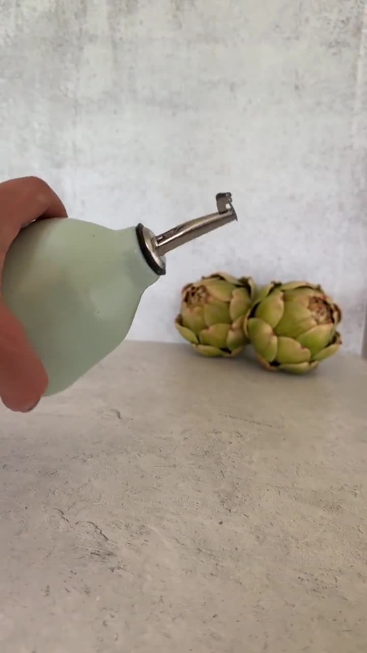 Ceramic Olive Oil Dispenser — Colorful Stoneware Cruet, 6oz - Etsy