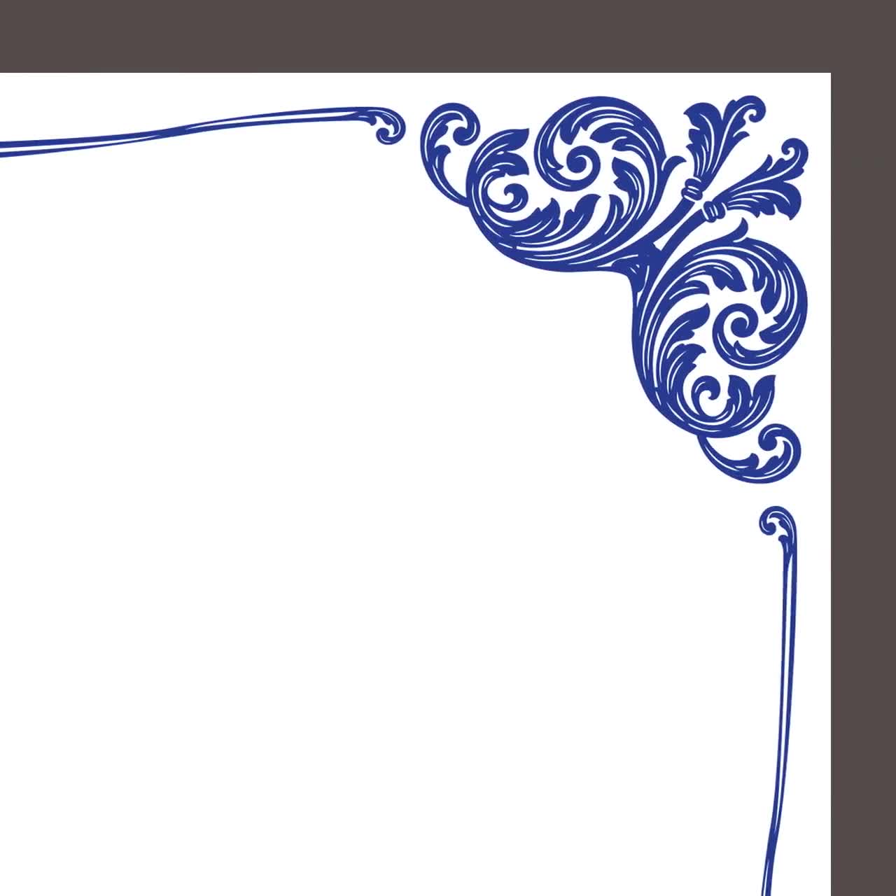 Certificate Printable PNG Blue Corner Borders Frames Clipart - A4