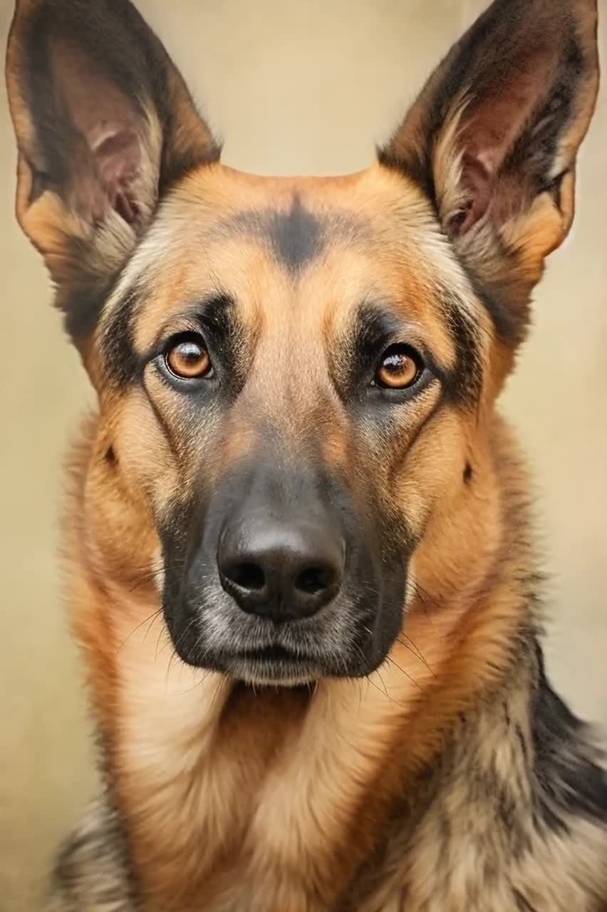 ヴィンテージのジャーマンシェパードの油絵：農家の犬アート（デジタル