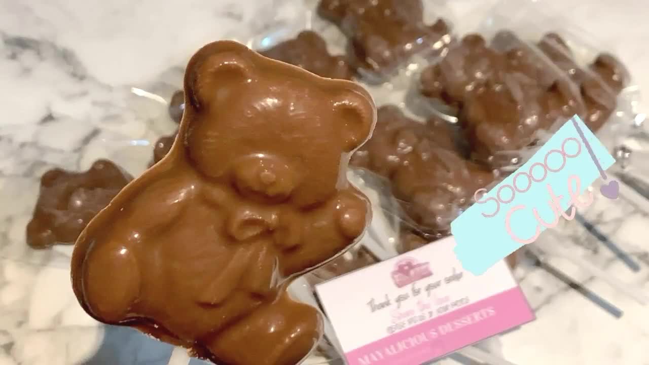 Chocolate Teddy Bear Lollipops | Personalised Chocolate Favours
