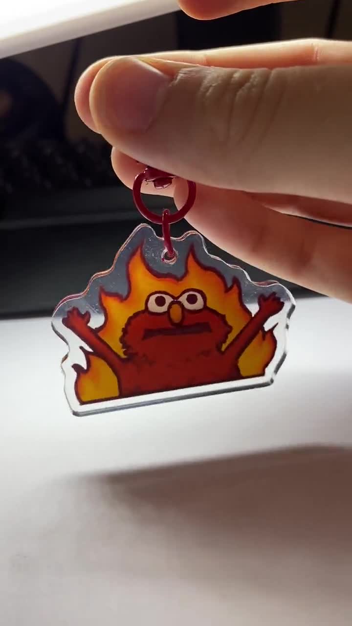 Elmo on Fire Clear Acrylic Keychain - Etsy