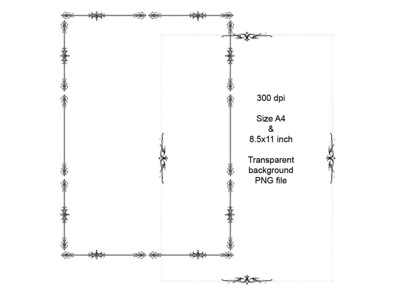 Simple Black Borders Frames Clipart 12 Digital Downloads 8.5x11