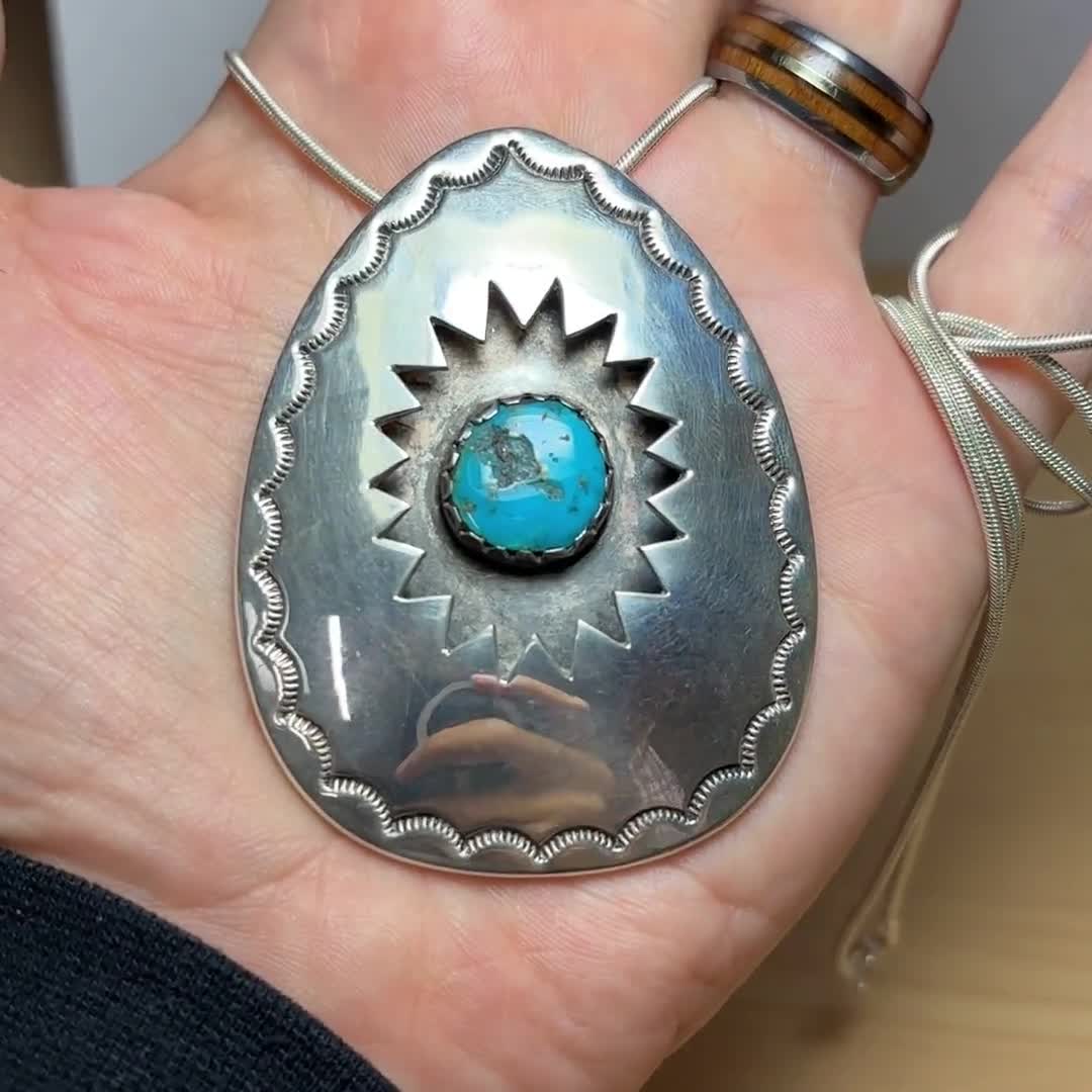Huge GEORGE JONES Navajo Sterling Silver 5.00 Ct Natural Blue
