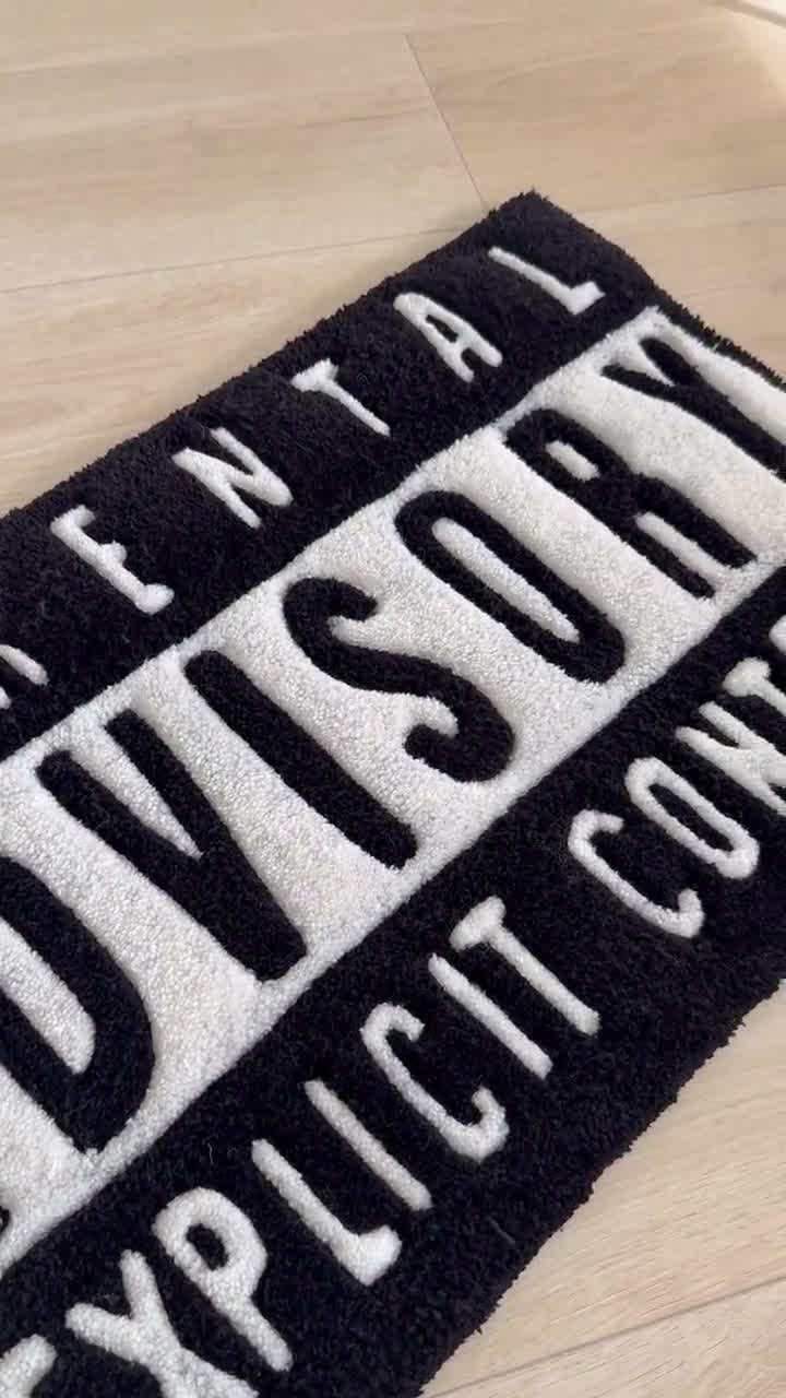Parental Advisory Rug | Explicit Content Carpet | Hip Hop Room