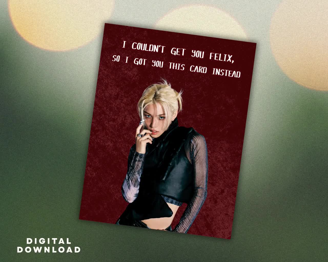 Stray Kids Felix Card: Kpop Christmas, SKZ Printable Gift for Stay