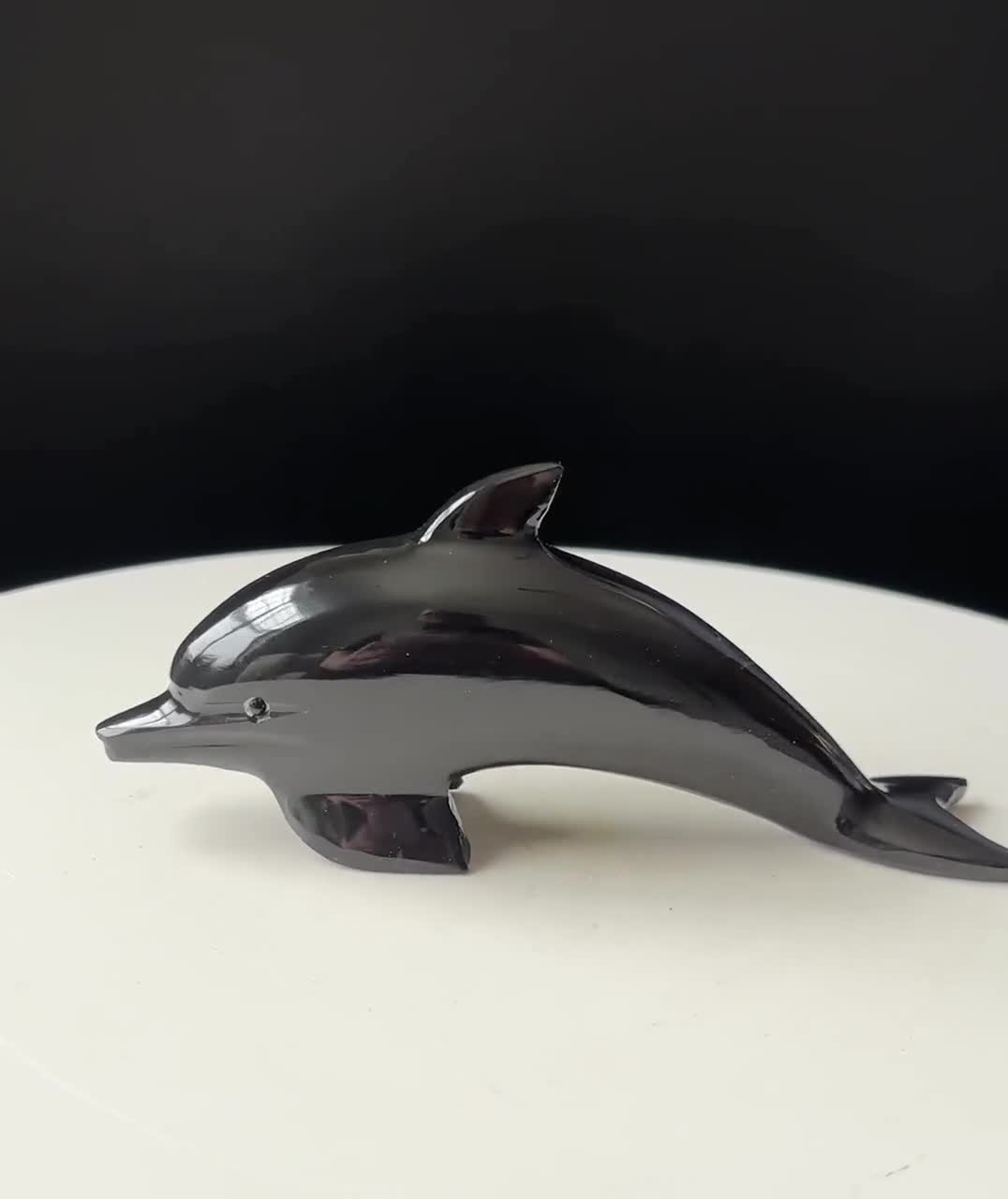 Mexican Black Onyx Dolphin: Polished Hand Carved, Home Decor - Etsy