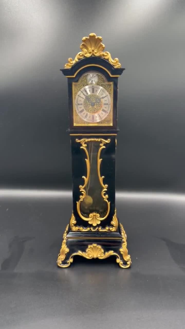 Vintage Schmid 8-day Miniature Grandfather Clock – Black & Gold