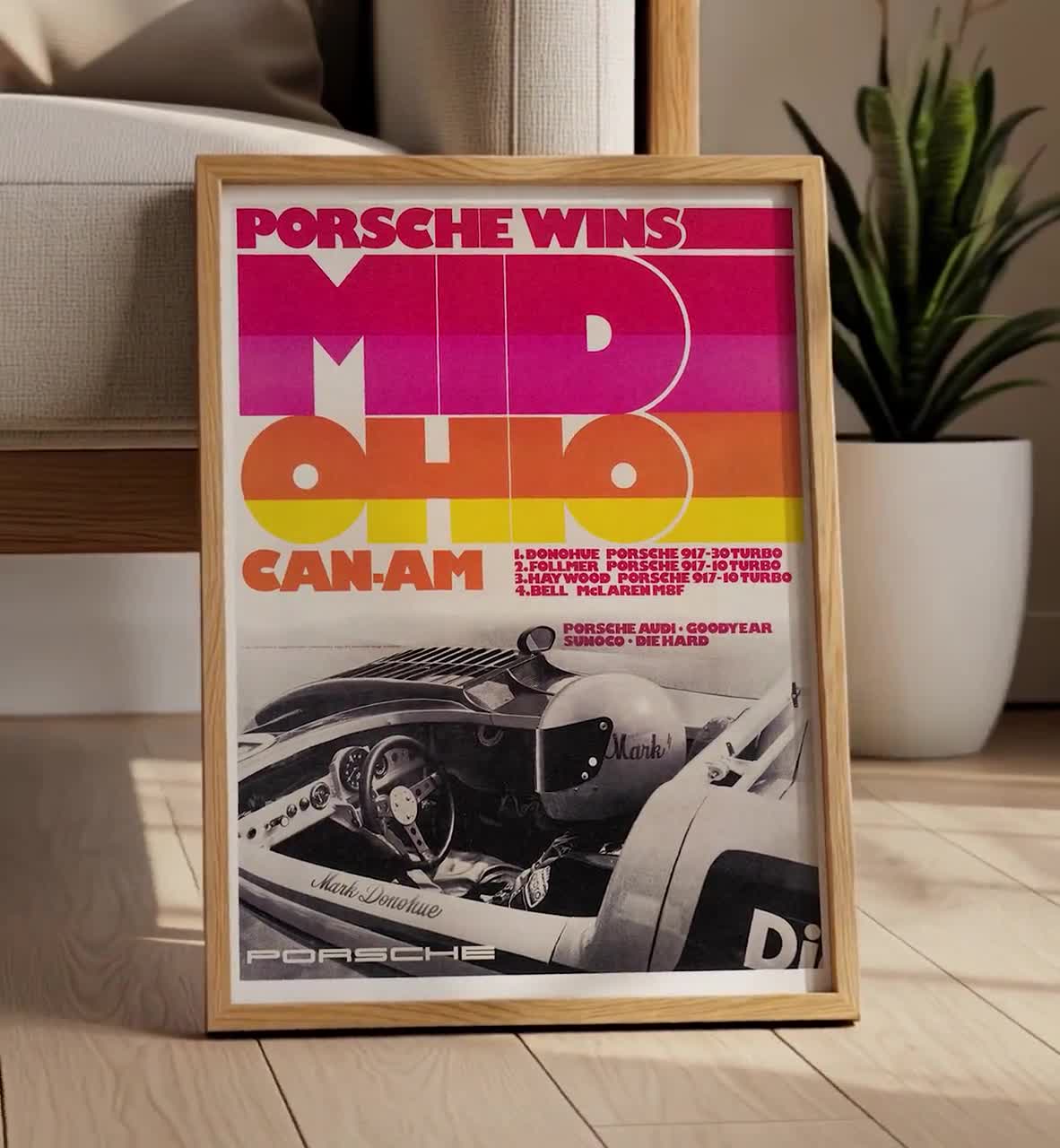 Porsche 917 Racing Poster | 1973 Mid-ohio Can-am | Vintage Race