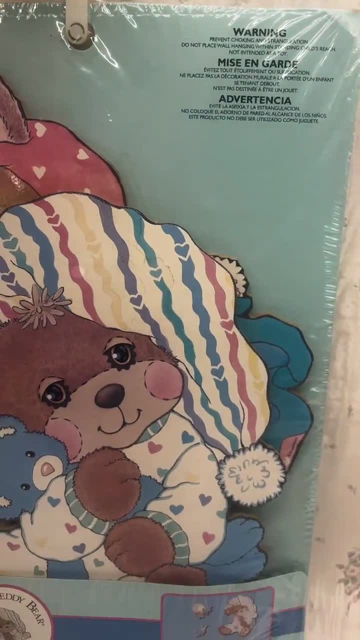 Vintage Teddy Beddy Bear Nursery Decor Set: 1990s Pastel Cutouts