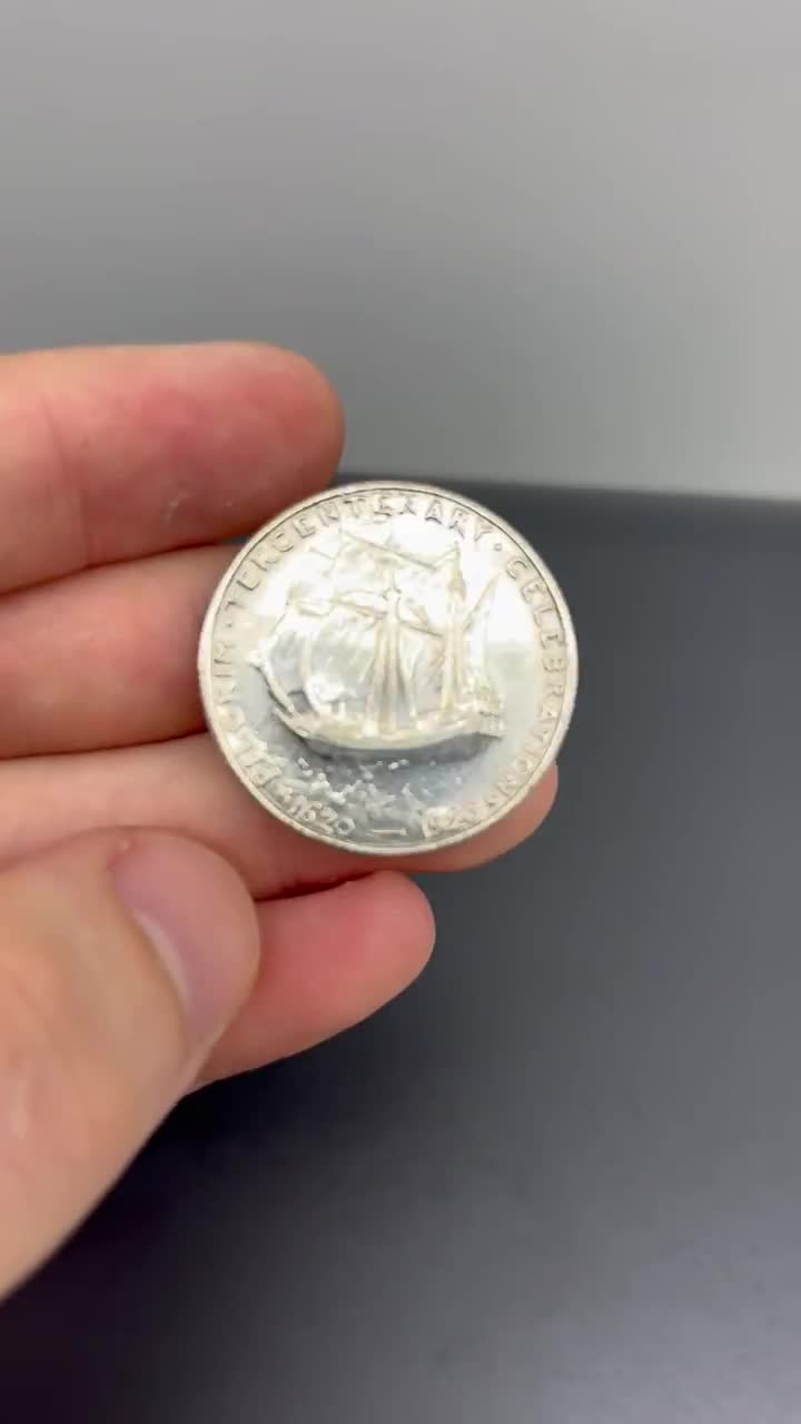 Silver-plated Pilgrim Half Dollar Coin | 1620 Mayflower