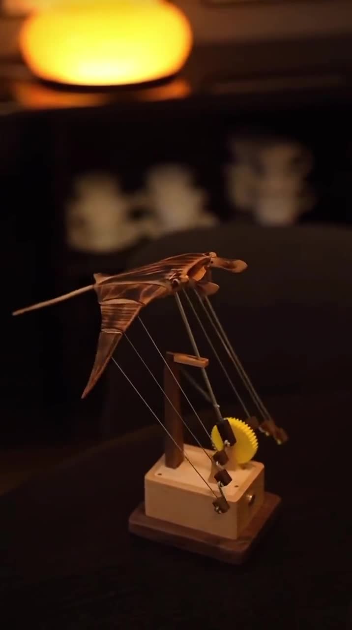 Handmade Wooden Automata – Flying Manta Ray | Mechanical Ocean Art