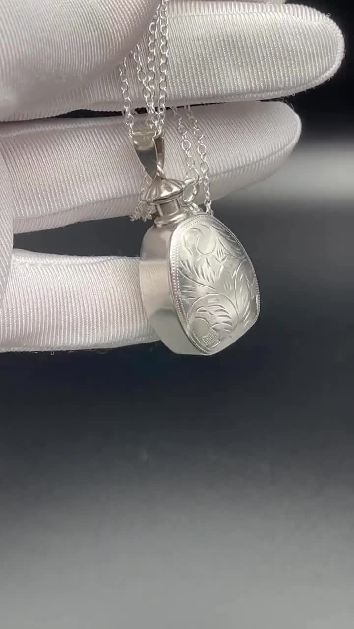 ヴィンテージ 925 スターリングシルバー 香水瓶ペンダントネックレス