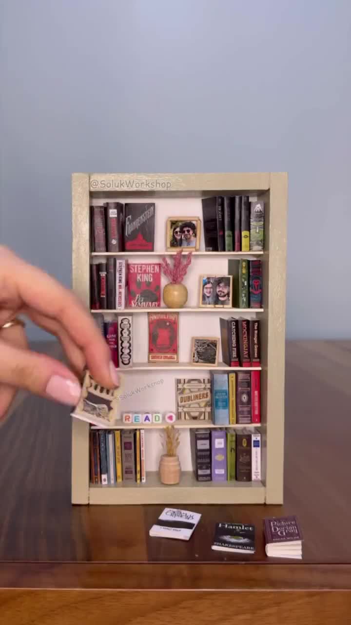 Miniature Bookshelf With Personalized Embellishments - 40 Books