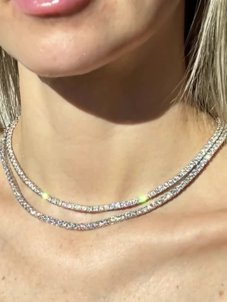 3mm Tennis Necklace 925 Sterling Silver | CZ Diamond Choker