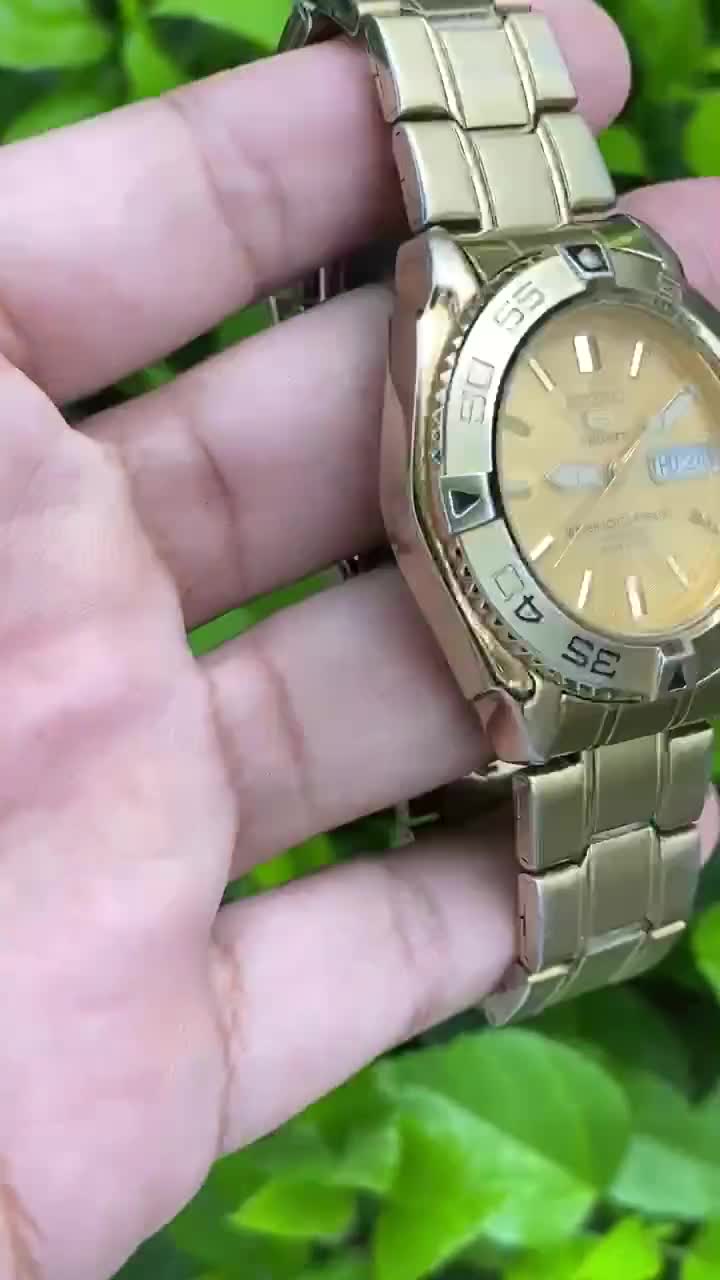 Big Size Seiko 5 Sports Automatic 7s36-00y0 Day/date Gold Plated