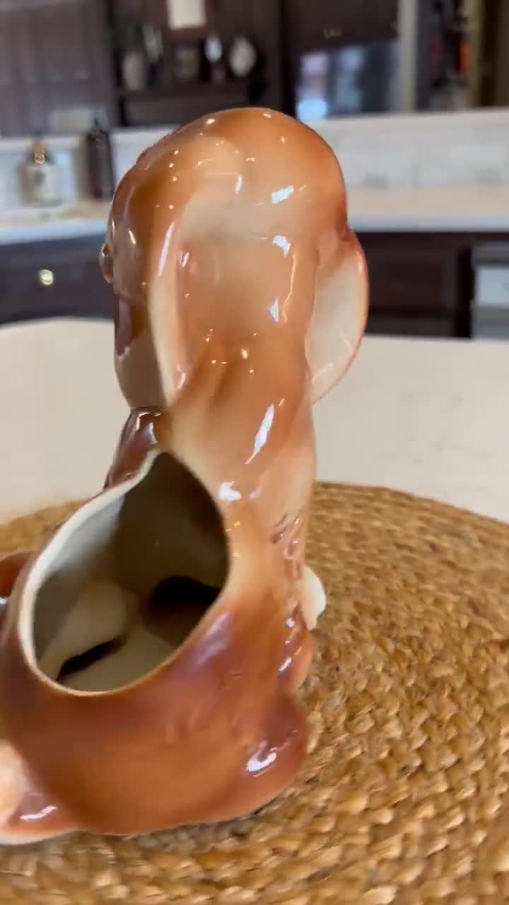 Vintage 1950's Glazed Ceramic Cocker Spaniel Dog Planter Figurine