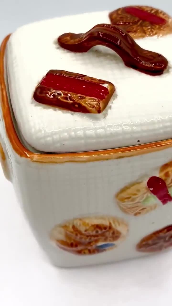 1950年代のヴィンテージ バスケット編みクッキージャー | ミッド